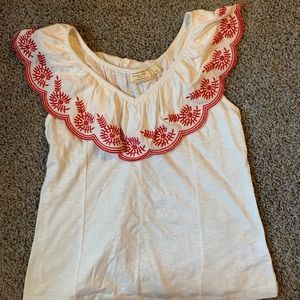 NWT Antropologie Off the Shoulder Tee w/red detail